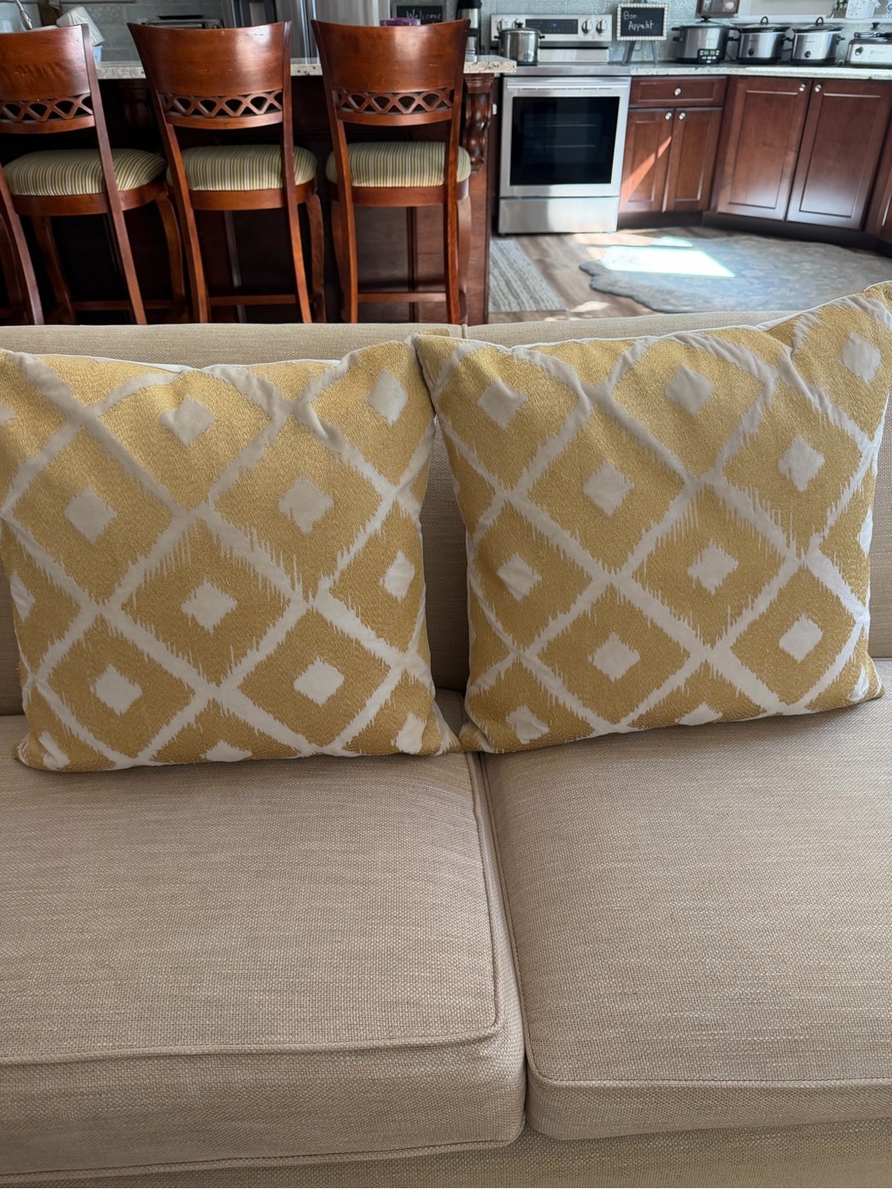 Pair Callisto Home Cut Velvet Geo Decorative Luxury Throw Pillows Feather Insert